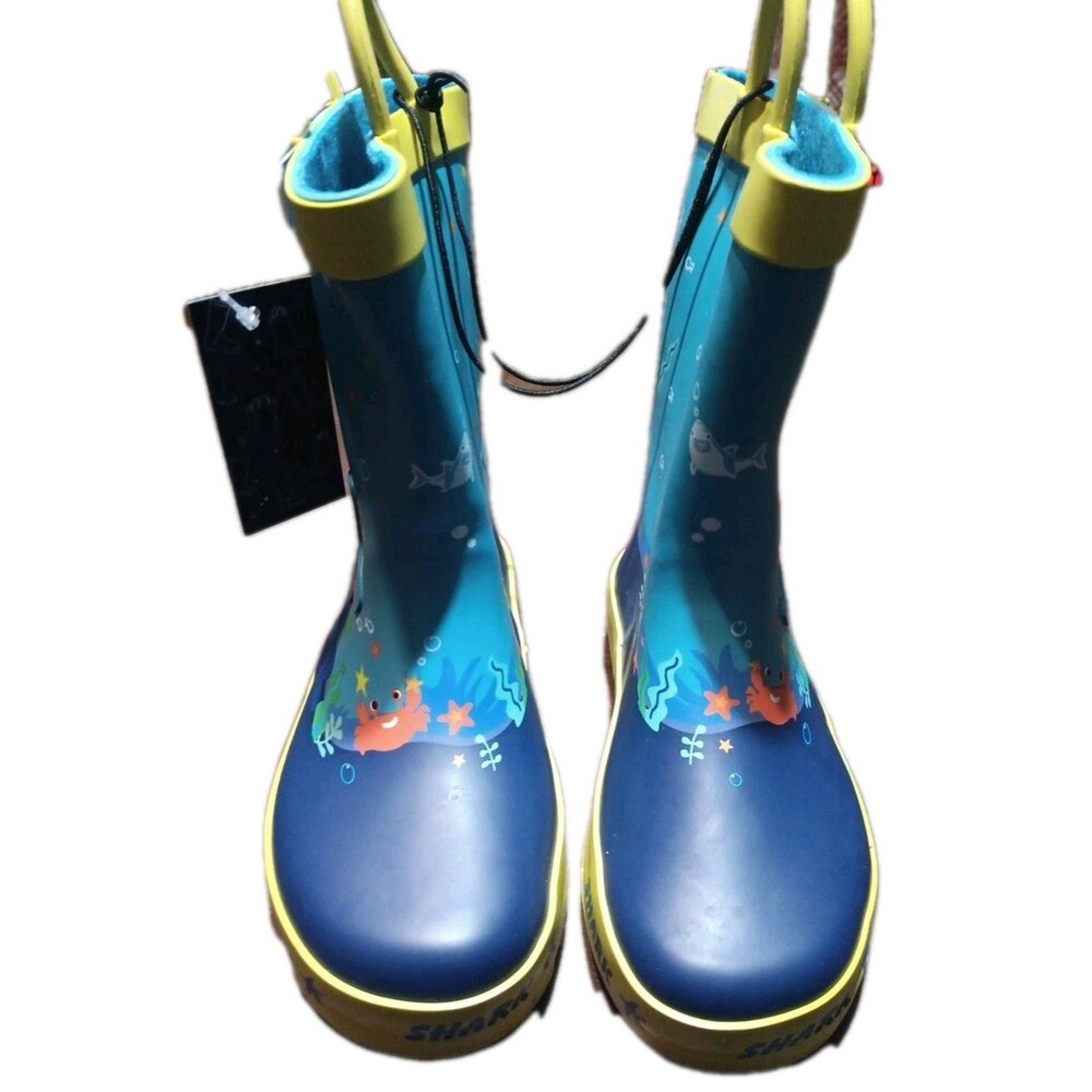 Meahyn Kids Shark Chase Rain Boots Yellow Size 10 - Picture 4 of 5